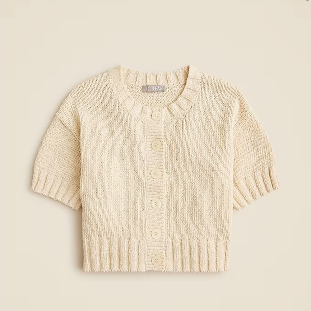 J. Crew Cream Short-Sleeve Knit Cardigan